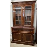 Victorian secretaire display bookcase Ht 228cm W 28cm D 55cm