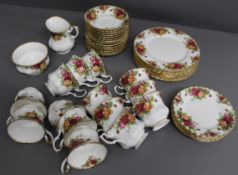 Royal Albert Old Country Rose part tea service 14 x cups & saucers, milk, sugar, 6 x sm plates, 8