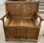 Mid 20th oak monks bench L 101cm D 53cm