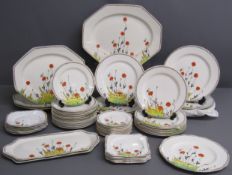 Large quantity Crown Ducal Poppy pattern plates