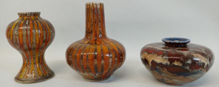 2 Black Ryden Baltic Amber vases designed by Anita Harris (15cm / 16.5cm high) & The Colours of