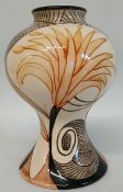 Black Ryden glaze effect vase in the Creation pattern (designed by Sian Leeper) 16.5cm high