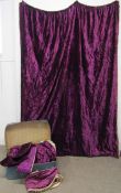 Purple velvet pair of lined curtains approx. 92