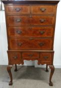 Georgian style chest on stand with cabriole legs, 88cm w x 50cm d x 154cm h