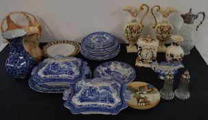 Collection of assorted ceramics including Masons Mandalay clock, Arthur Wood basket and jug,