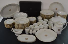 Large Limoges Reunies part dinner service, with initials H O custom inscribed on each piece