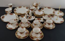 Selection of Royal Albert Old Country Rose, including trios, 2 tier cake stand, teapot, plates, salt