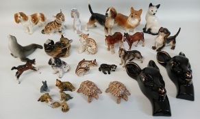 Selection of ceramic animals including Coopercraft, Lomonosov, Wade etc.