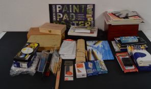 Large quantity of mostly new unused art supplies including Winsor and Newton, Crawford & Blacks etc