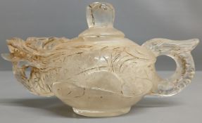 Chinese glass teapot, 17cm w x 9.5cm h