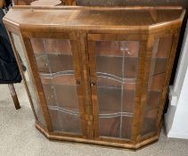 Demi lune octagonal Art Deco display cabinet with leaded glass W 118cm D 31cm Ht 103cm