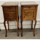Near pair of late 19th century / possibly early 20th century French bedside cabinets with marble
