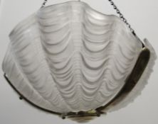 Art Deco clam shell frosted glass pendant ceiling shade