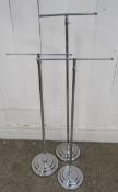 3 art deco telescopic chromed display stands with round bases