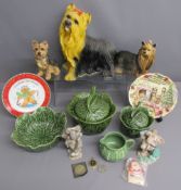 John Buck cabbage ware (ladles broken) - Yorkshire Terrier figures - Leonardo Collection elephant
