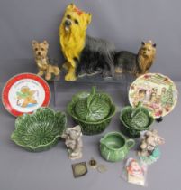 John Buck cabbage ware (ladles broken) - Yorkshire Terrier figures - Leonardo Collection elephant