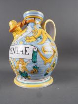 A Majolica wet drug jar "Aqa Di Mentae", 11 1/2" high