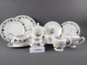A Royal Doulton "Burgundy" pattern part dinner service and a Richi China part teaset