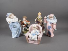 A Nao figure "Clown Dreamer", 8" high, another clown, a Nao little nurse in an armchair, a