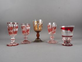 A mid 19th century Continental ruby flashed and engraved vase with The Great Exhibition