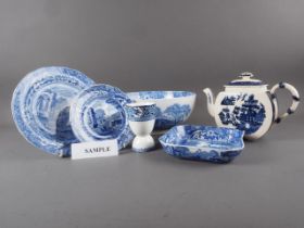 Eight Copeland Spode Italian pattern saucers, a bowl, a square shaped dish, a plate, and various