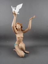A Lladro Gres figure "Peace Offering", 20 1/2" high