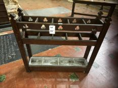 To match Lot 23 & 24. A 19th century stained oak umbrella / stick stand decorated with trefoils