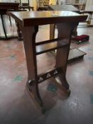A late 19th century pine prie-dieu or prayer desk of small proportions and having pegged trefoil