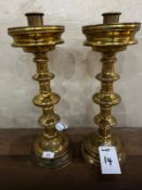 A fine pair of Victorian brass pricket style heavy gauge candlestick,