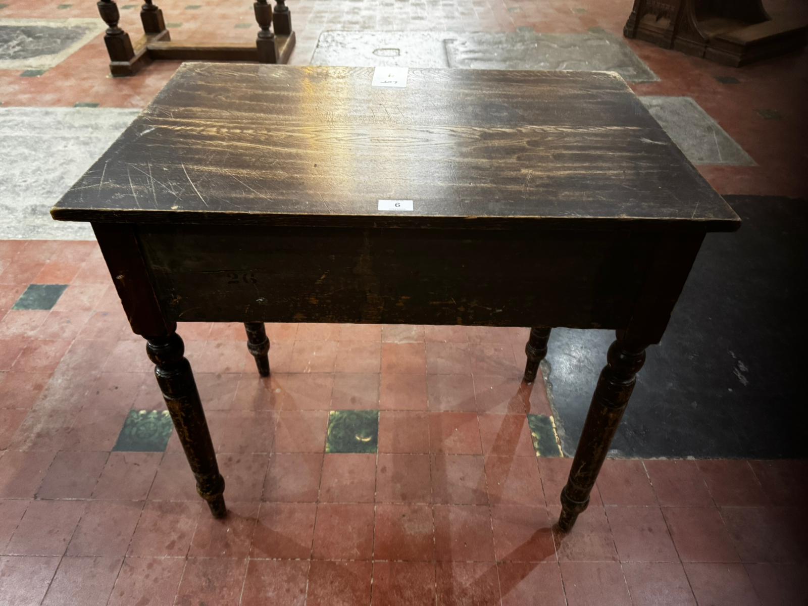 To match Lot 8. An Edwardian mahogany frieze table raised over ring turned legs having single drawer - Image 3 of 5