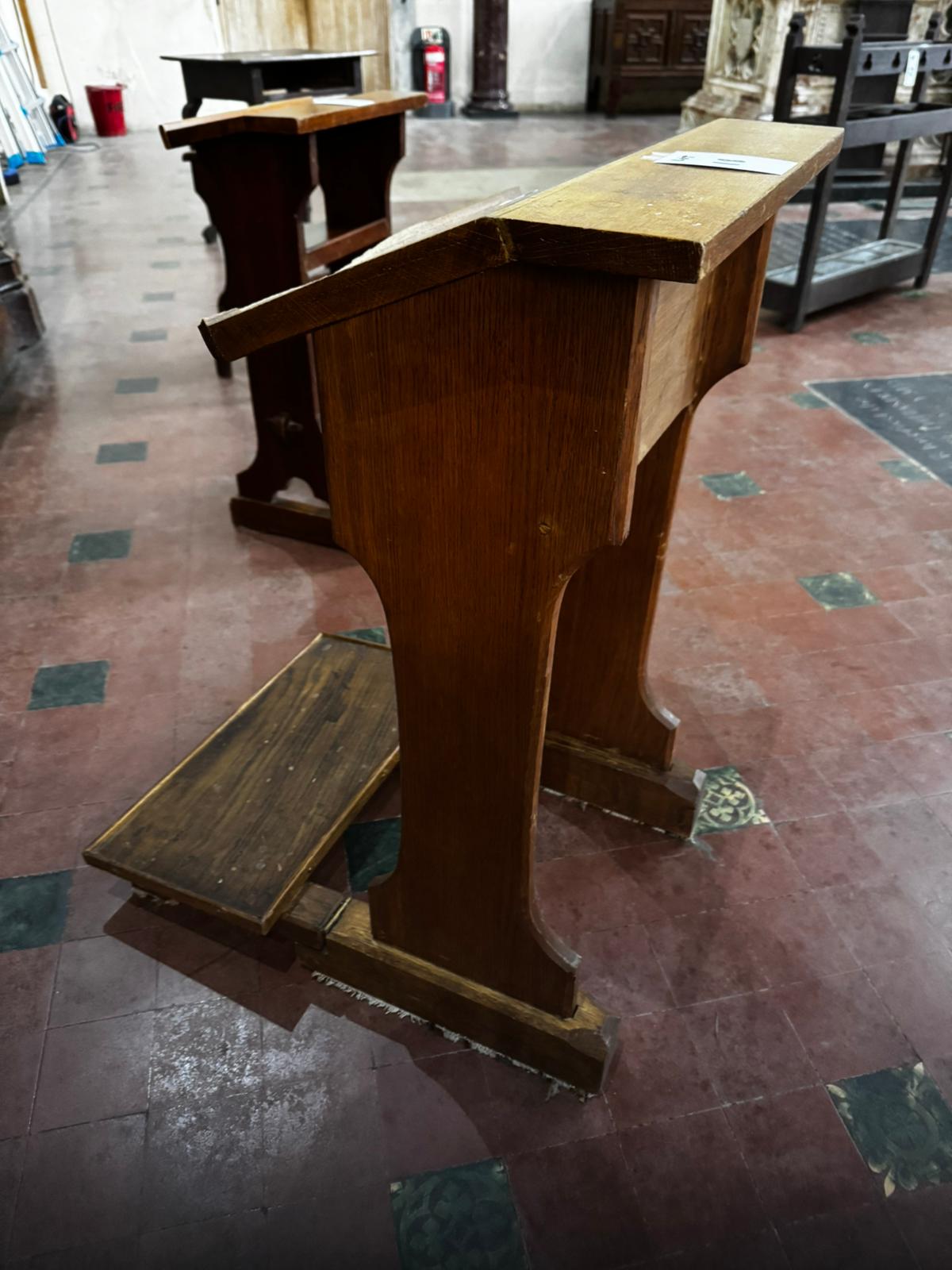 A 20th century oak hinged prie-dieu or prayer desk of plain form throughout, 20" (51cm) wide, - Image 4 of 4