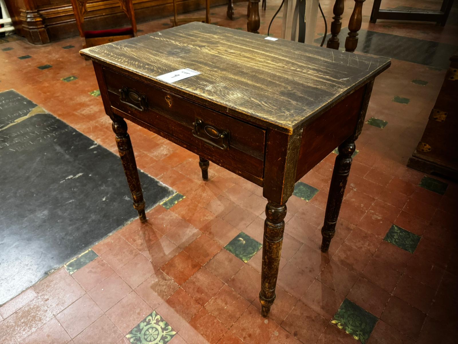To match Lot 8. An Edwardian mahogany frieze table raised over ring turned legs having single drawer - Image 5 of 5