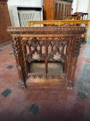 To match Lot 1. A 19th century Gothic Revival carved oak prie-dieu or prayer desk.