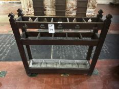 To match lot 23. A 19th century stained oak umbrella / stick stand decorated with trefoils