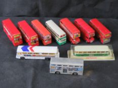 A quantity of Dinky Toys and other model buses.
