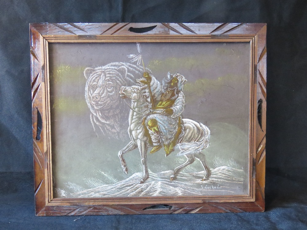 A vintage Native American painting on ve