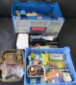 Model vehicles fixing kit including boxes of wheels for Corgi and Dinky Toys