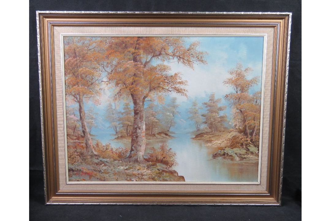 A 20th century oil painting of woodland - Image 1 of 2