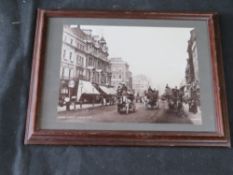 Steroscopic image of Oxford Street, framed.