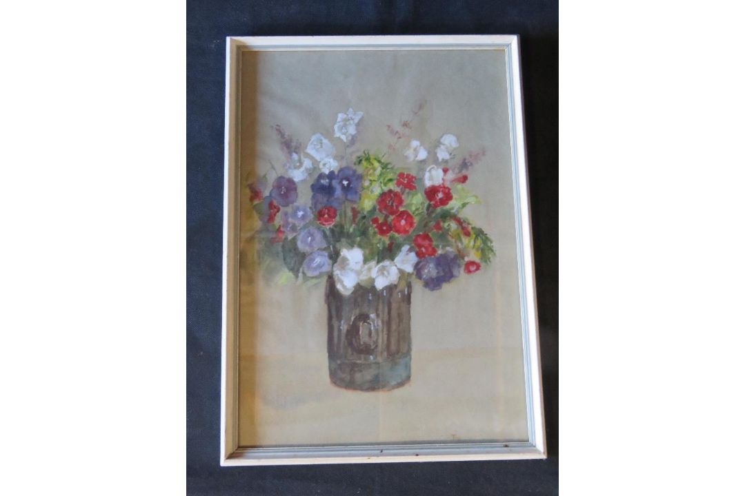 Watercolour, still life of flowers, fram - Image 1 of 2