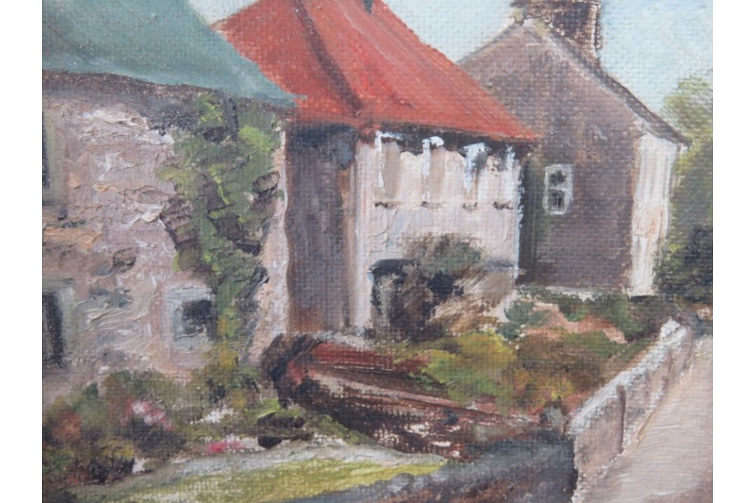 Oil on canvas, street scene, signed and framed. - Image 2 of 4