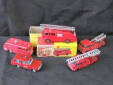 Dinky and Matchbox fire engines.