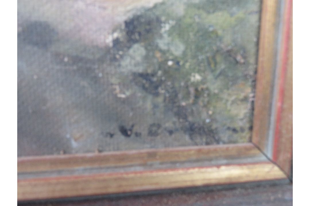 Oil on canvas, street scene, signed and framed. - Image 3 of 4