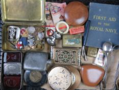 A quantity of assorted items including brass Christmas 1914 military tin containing various badges