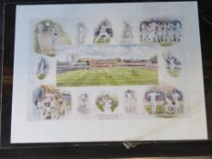 Cricket print - National Westminster Bank Trophy Final 1992, glass frmae 75 x 50cm.
