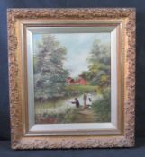 Early 20th century oil painting signed M F Smith,