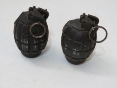 Two reproduction Mills no.36 grenades.