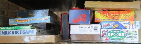 A collection of vintage and modern board games.