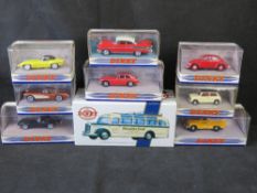 Scale model vehicles, The Dinky Collection by Matchbox, nine items.
