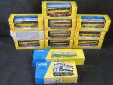 Scale model vehicles, Corgi Classics buses, twelve items.